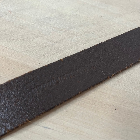 Brazilian Leather Dark Brown Belt Silver Tone Circular Buckle Casual Men's 38 - Picture 4 of 7